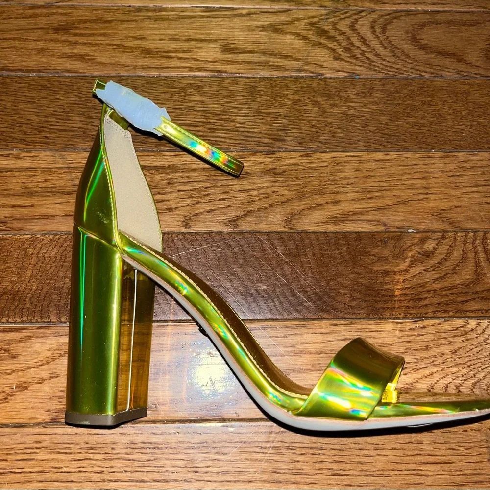 Sam Edelman Yaro Block Heeled Sandals Metallic Gold Leather Women’s 9 - Picture 5 of 14